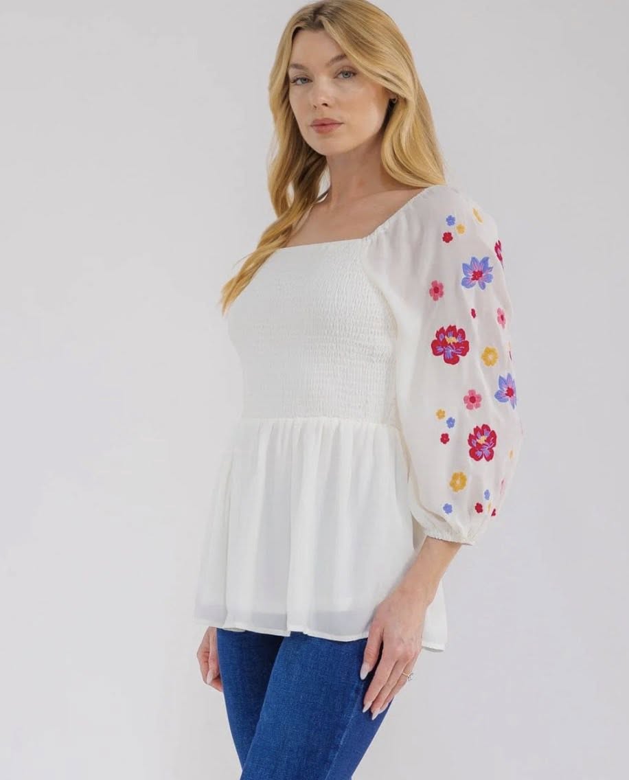 Flower Embroidery Top