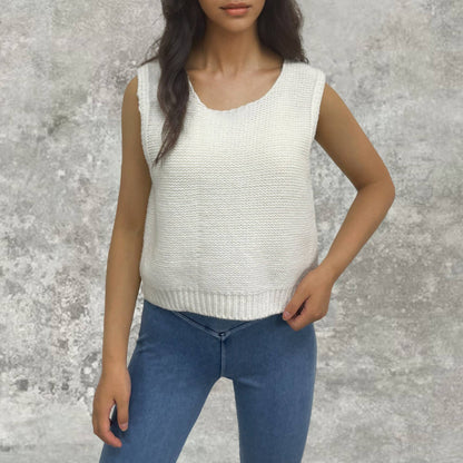 Satin ribbon bow Lace up at back knit sweater vest