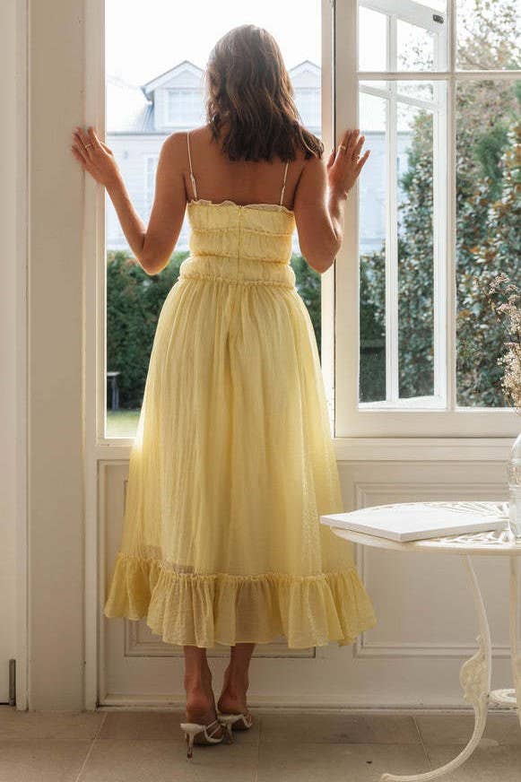 Spaghetti strap strappy bow tie swing maxi sun dress